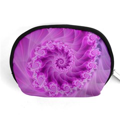 Silky Pink Spiral Fractal  Accessory Pouch (Medium) from ArtsNow.com Front