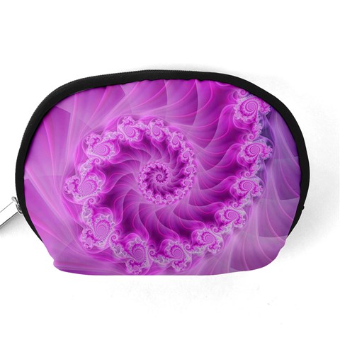 Silky Pink Spiral Fractal  Accessory Pouch (Medium) from ArtsNow.com Back