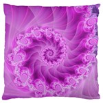 Silky Pink Spiral Fractal  Large Flano Cushion Case (One Side)