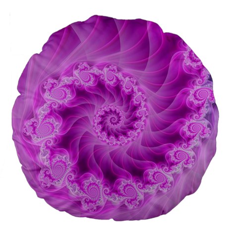 Silky Pink Spiral Fractal  Large 18  Premium Flano Round Cushion  from ArtsNow.com Front