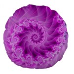 Silky Pink Spiral Fractal  Large 18  Premium Flano Round Cushion 