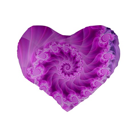 Silky Pink Spiral Fractal  Standard 16  Premium Flano Heart Shape Cushion  from ArtsNow.com Back