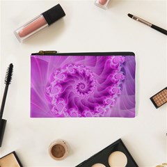 Silky Pink Spiral Fractal  Cosmetic Bag (XS) from ArtsNow.com Front