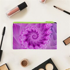 Silky Pink Spiral Fractal  Cosmetic Bag (XS) from ArtsNow.com Back