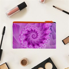 Silky Pink Spiral Fractal  Cosmetic Bag (XS) from ArtsNow.com Back