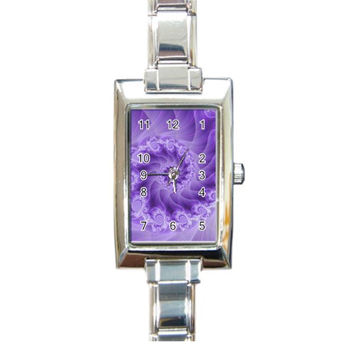 Silky Purple Spiral Fractal Rectangle Italian Charm Watch from ArtsNow.com Front