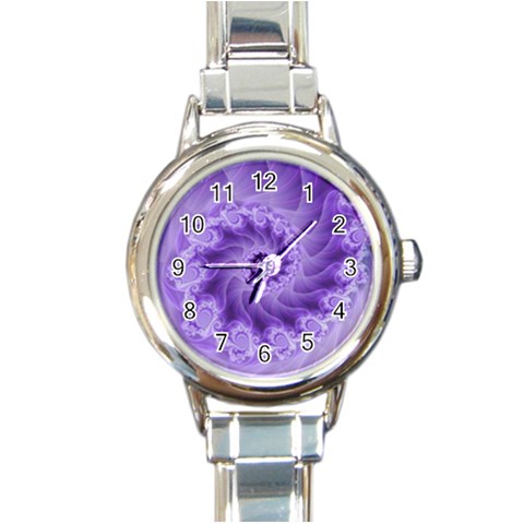 Silky Purple Spiral Fractal Round Italian Charm Watch from ArtsNow.com Front