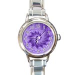 Silky Purple Spiral Fractal Round Italian Charm Watch