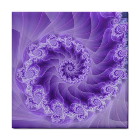 Silky Purple Spiral Fractal Tile Coaster from ArtsNow.com Front