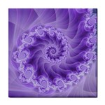 Silky Purple Spiral Fractal Tile Coaster