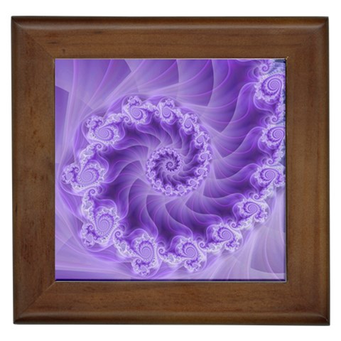 Silky Purple Spiral Fractal Framed Tile from ArtsNow.com Front