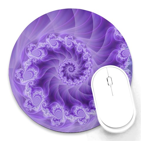 Silky Purple Spiral Fractal Round Mousepad from ArtsNow.com Front