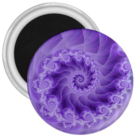 Silky Purple Spiral Fractal 3  Magnet from ArtsNow.com Front