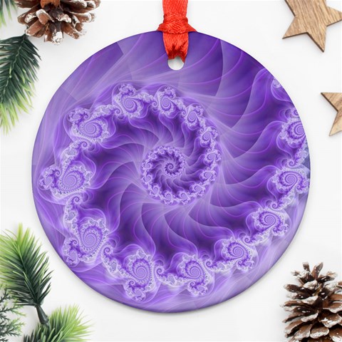 Silky Purple Spiral Fractal Ornament (Round) from ArtsNow.com Front