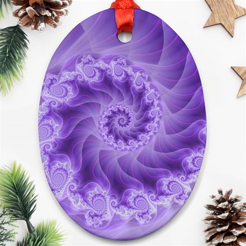 Silky Purple Spiral Fractal Ornament (Oval) from ArtsNow.com Front