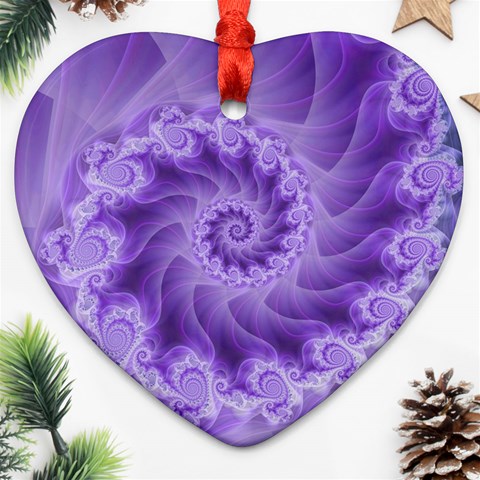 Silky Purple Spiral Fractal Ornament (Heart) from ArtsNow.com Front