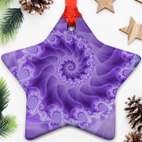 Silky Purple Spiral Fractal Ornament (Star) from ArtsNow.com Front