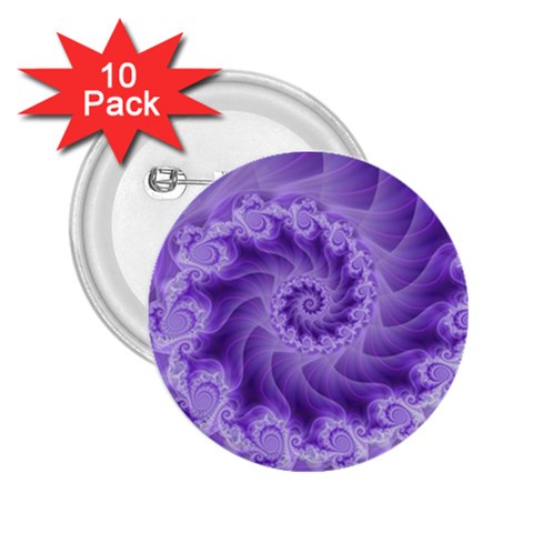 Silky Purple Spiral Fractal 2.25  Button (10 pack) from ArtsNow.com Front