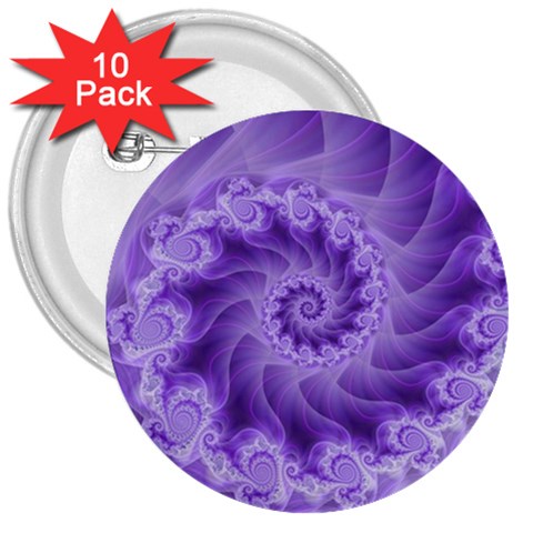 Silky Purple Spiral Fractal 3  Button (10 pack) from ArtsNow.com Front