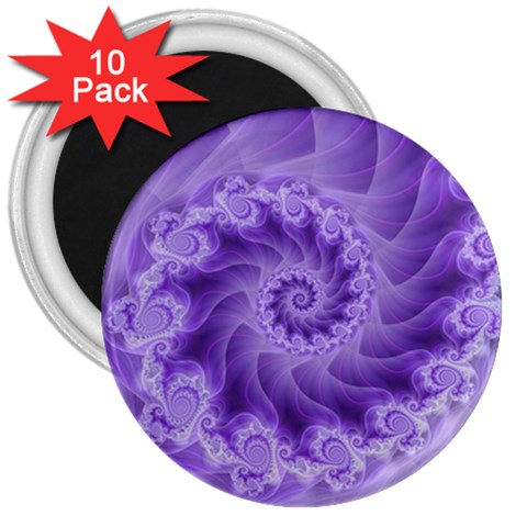 Silky Purple Spiral Fractal 3  Magnet (10 pack) from ArtsNow.com Front