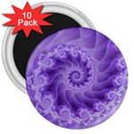 Silky Purple Spiral Fractal 3  Magnet (10 pack)