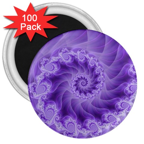 Silky Purple Spiral Fractal 3  Magnet (100 pack) from ArtsNow.com Front