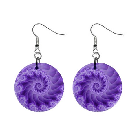 Silky Purple Spiral Fractal 1  Button Earrings from ArtsNow.com Front