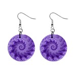 Silky Purple Spiral Fractal 1  Button Earrings