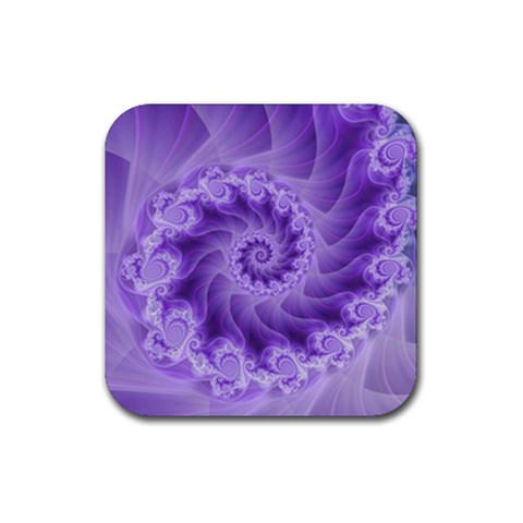 Silky Purple Spiral Fractal Rubber Coaster (Square) from ArtsNow.com Front