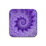 Silky Purple Spiral Fractal Rubber Coaster (Square)