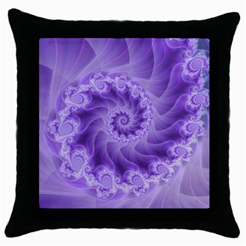 Silky Purple Spiral Fractal Throw Pillow Case (Black) from ArtsNow.com Front