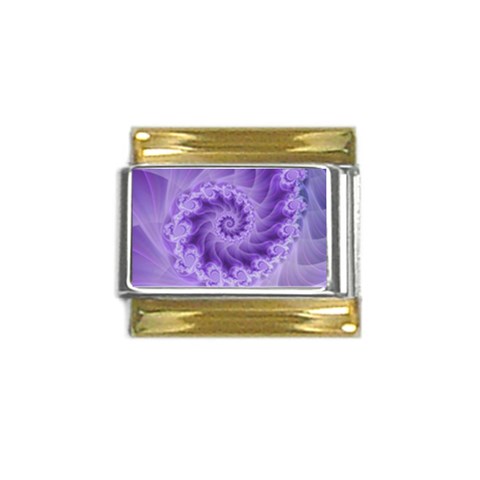 Silky Purple Spiral Fractal Gold Trim Italian Charm (9mm) from ArtsNow.com Front