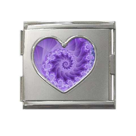 Silky Purple Spiral Fractal Mega Link Heart Italian Charm (18mm) from ArtsNow.com Front