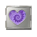 Silky Purple Spiral Fractal Mega Link Heart Italian Charm (18mm)