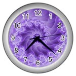 Silky Purple Spiral Fractal Wall Clock (Silver)