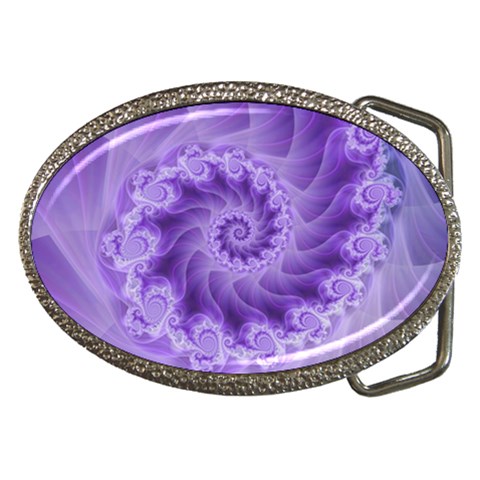 Silky Purple Spiral Fractal Belt Buckle from ArtsNow.com Front