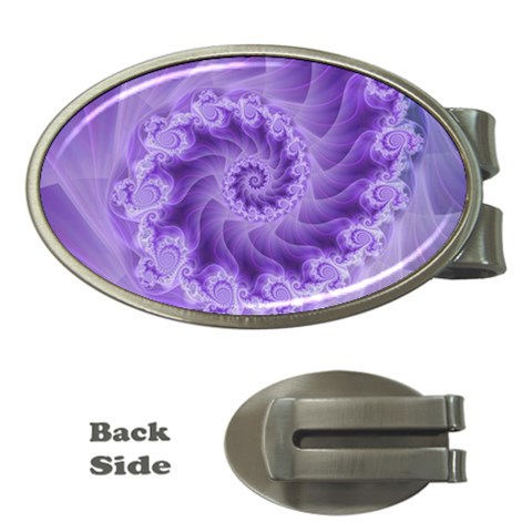 Silky Purple Spiral Fractal Money Clip (Oval) from ArtsNow.com Front