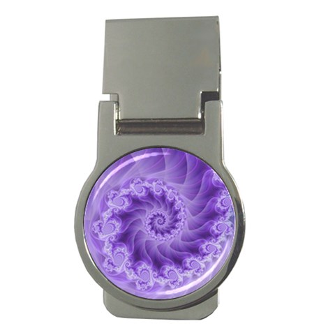 Silky Purple Spiral Fractal Money Clip (Round) from ArtsNow.com Front