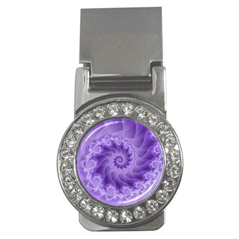 Silky Purple Spiral Fractal Money Clip (CZ) from ArtsNow.com Front