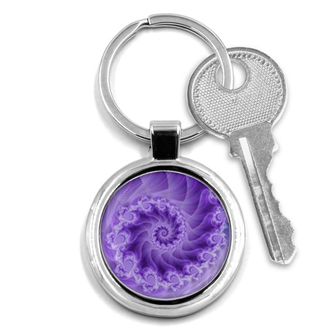 Silky Purple Spiral Fractal Key Chain (Round) from ArtsNow.com Front