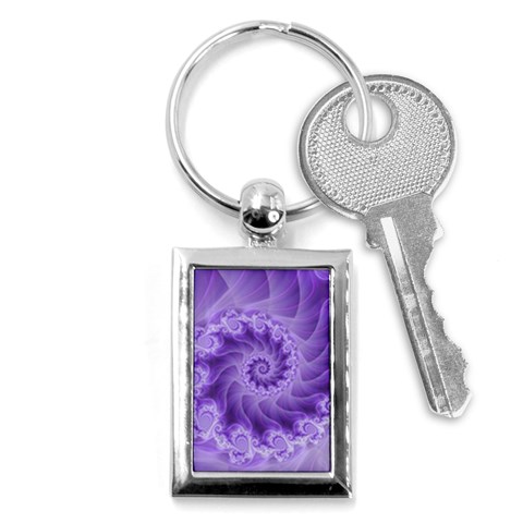 Silky Purple Spiral Fractal Key Chain (Rectangle) from ArtsNow.com Front