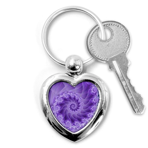 Silky Purple Spiral Fractal Key Chain (Heart) from ArtsNow.com Front