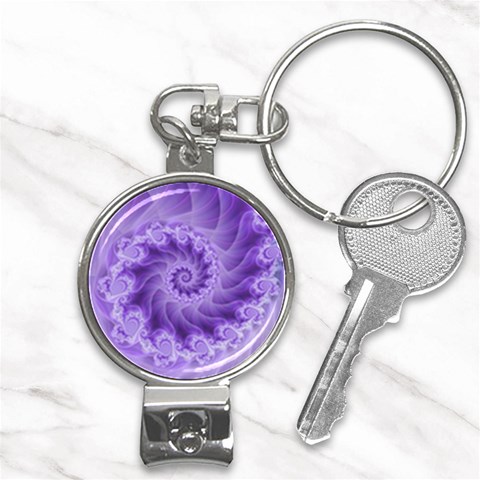 Silky Purple Spiral Fractal Nail Clippers Key Chain from ArtsNow.com Front