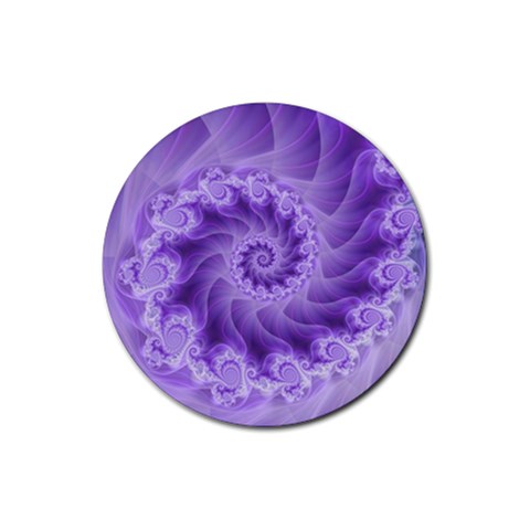 Silky Purple Spiral Fractal Rubber Coaster (Round) from ArtsNow.com Front