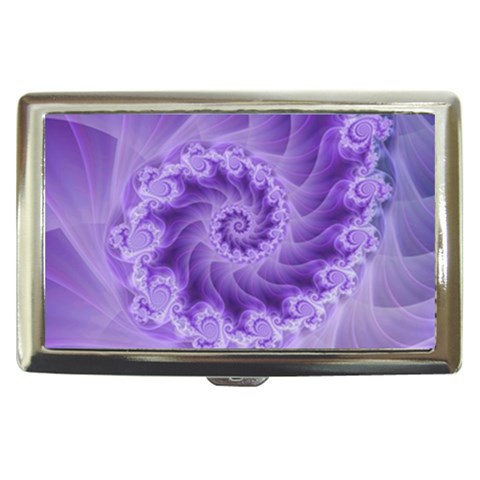 Silky Purple Spiral Fractal Cigarette Money Case from ArtsNow.com Front