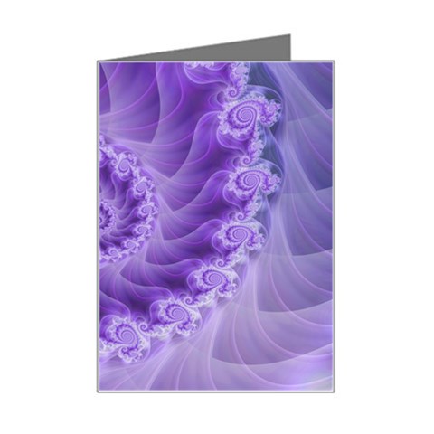 Silky Purple Spiral Fractal Mini Greeting Card from ArtsNow.com Left