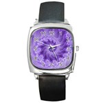 Silky Purple Spiral Fractal Square Metal Watch