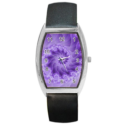 Silky Purple Spiral Fractal Barrel Style Metal Watch from ArtsNow.com Front