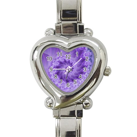 Silky Purple Spiral Fractal Heart Italian Charm Watch from ArtsNow.com Front