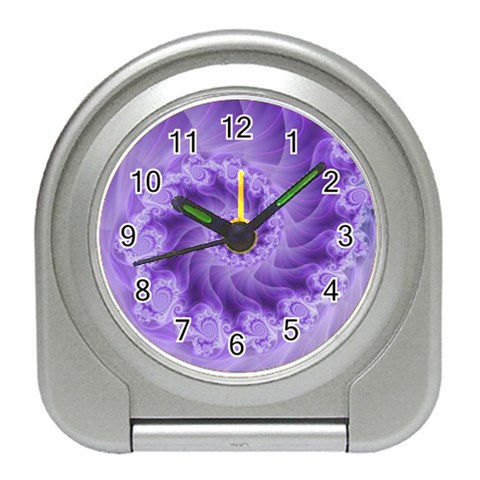 Silky Purple Spiral Fractal Travel Alarm Clock from ArtsNow.com Front